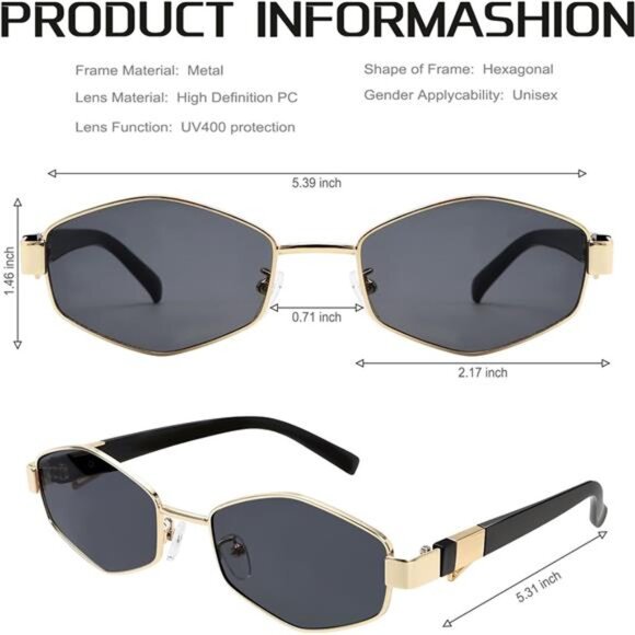 Elegant Sunglasses Womens Trendy 2024, Retro Designer Sun Glasses with Chain - Picture 5 of 7